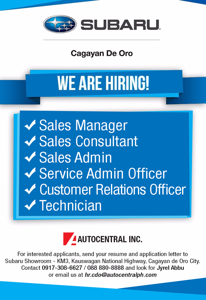 Job Hiring Subaru, subaru